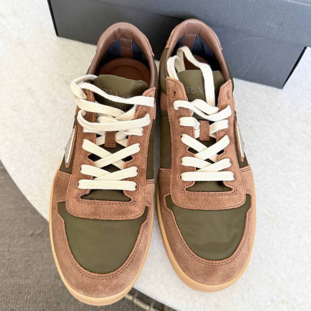 Prada Milano 2EE364 Men Brown/Green Suede Fabric Downtown Sneakers shoes UK 9 - Picture 10 of 16